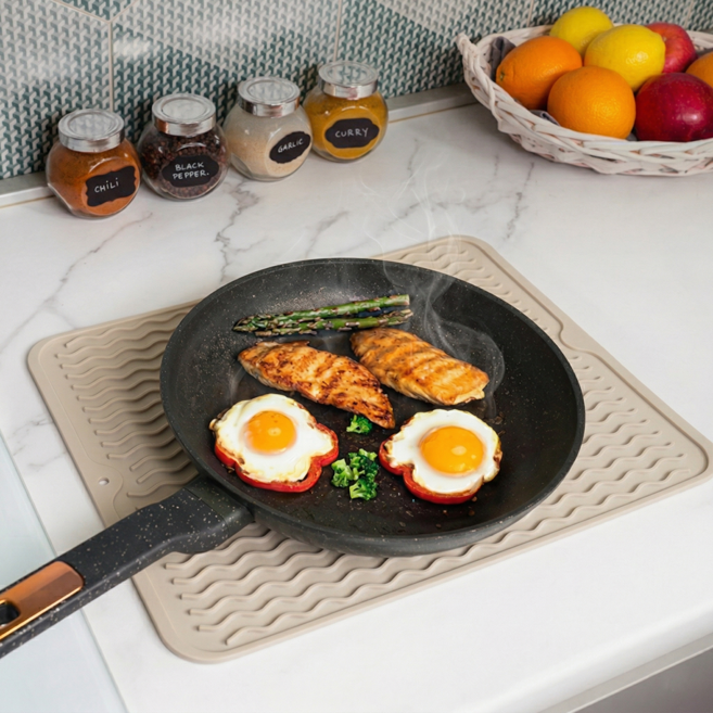 에어프라이어 열차단 도톰 실리콘 매트, 1개, 베이지