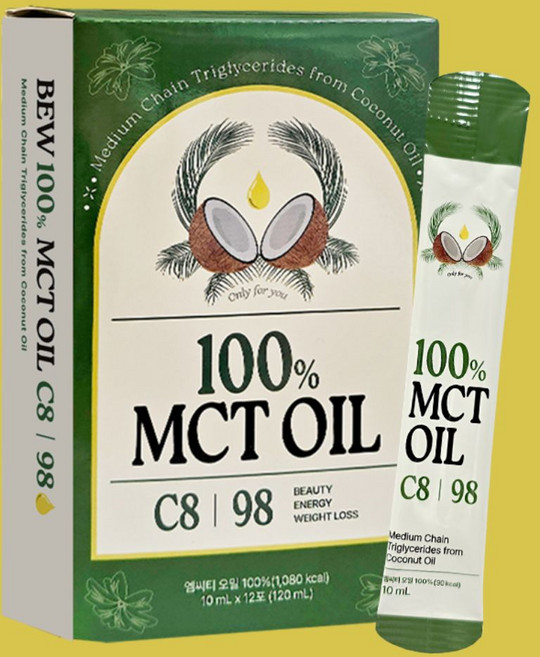 카프릴유 MCT 오일 C8 100% 유기농 코코넛오일 방탄커피, 12개, 10ml