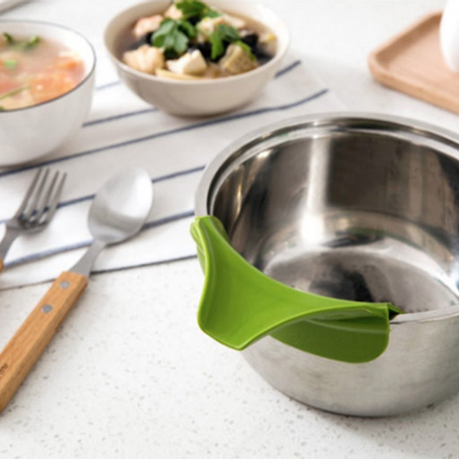 실리콘 국물따르개 부착 흘림방지 주방깔대기 조리도구, 1개, 2실리콘따르개-블루