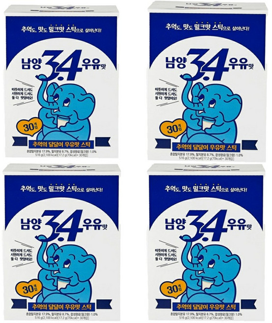 남양 3.4우유맛 스틱, 4개, 30개입