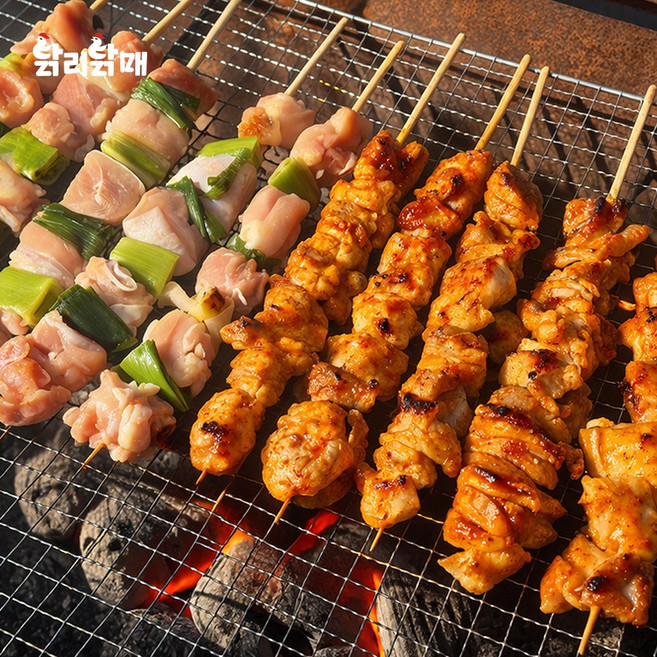 캠핑 숯불구이 닭다리 순살 닭꼬치 파닭 야키토리 750g(데리야끼소스 3개증정), 파닭 닭꼬치 650g