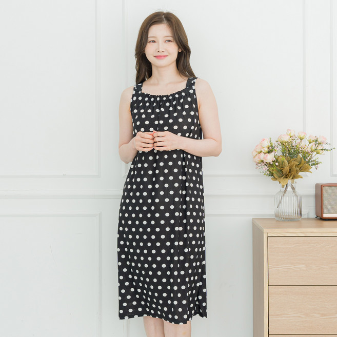 아킵 셔링 나시 원피스 냉감 여름 민소매 홈웨어 잠옷