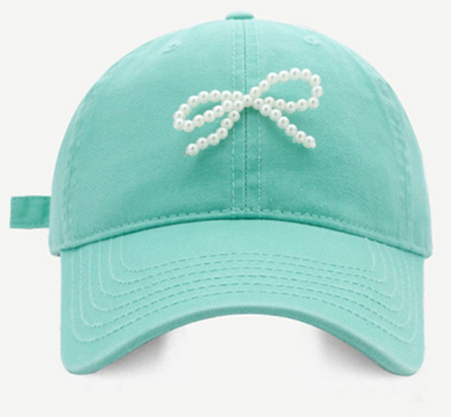 작은 진주 나비매듭 여성 야구모자 볼캡