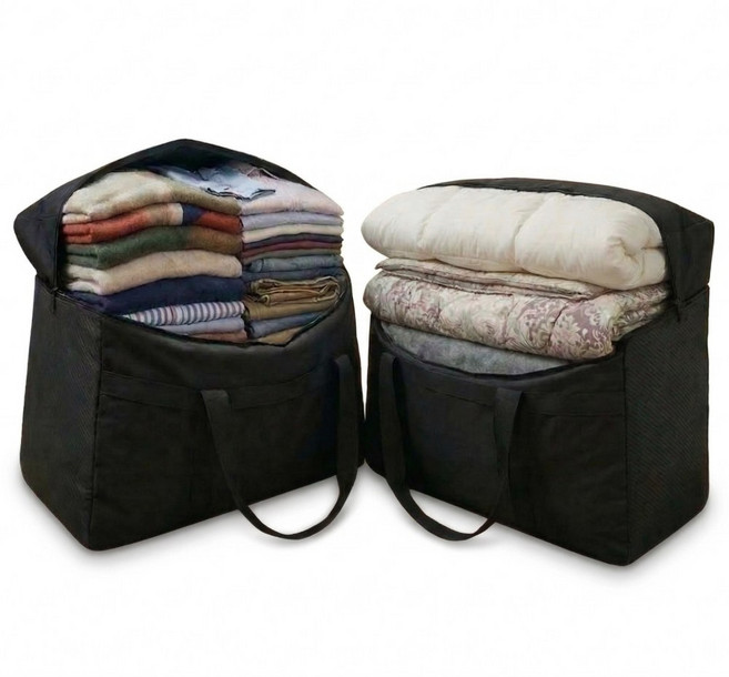 케디브 튼튼한 대용량 방수 이사 이불 가방 옥스포드, 2개, 블랙