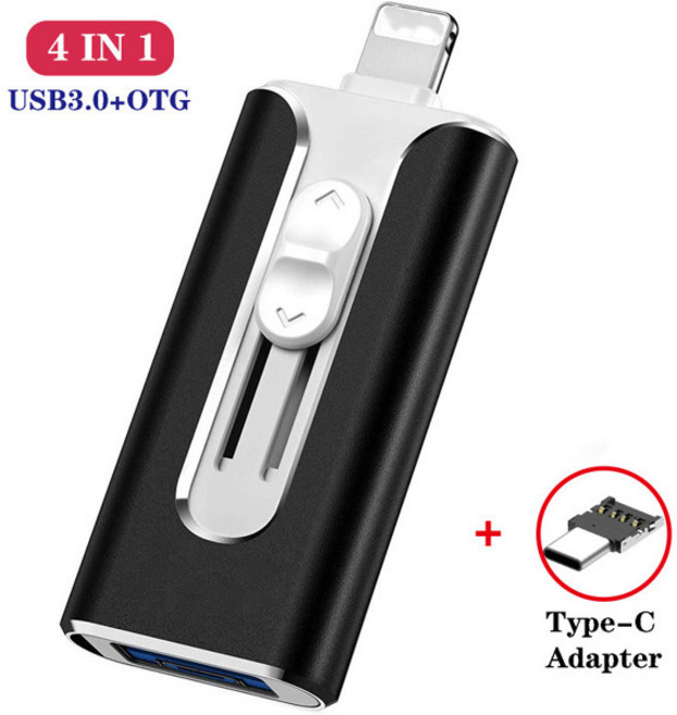 휴대폰용 OTG USB 플래시 드라이브 USB 3.0 메모리 스틱 외부 저장 장치 안드로이드 C 타입 윈도우 장치 4 256G 512G 128G, 02 Black send Type C_02 8GB, 1개
