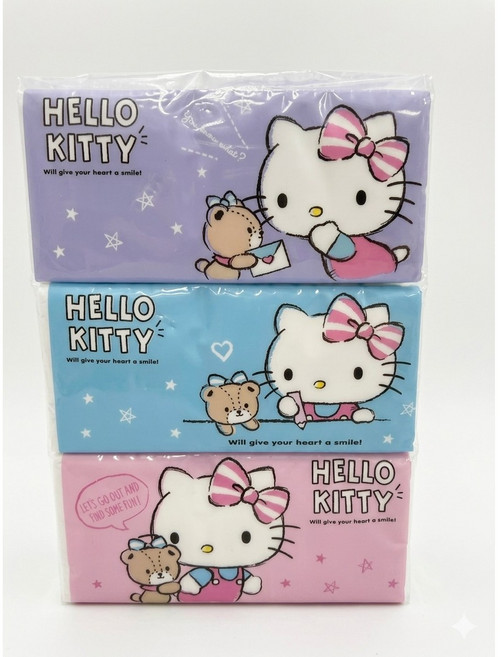 Hello Kitty 紙手帕 100%原生木漿 6入組, 2個, 12個裝, 13g