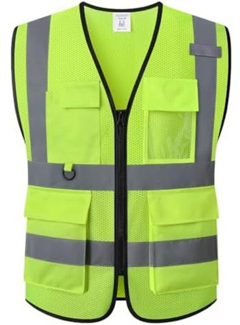 남성용 HATAUNKI 안전 조끼 포켓 메시 고감도 조끼 ANSI/ISEA 기준 충족