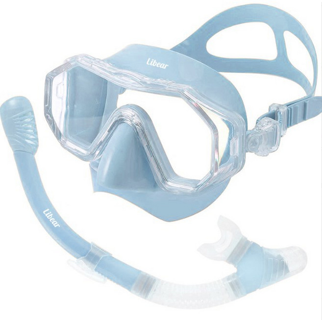 리베아르 오버뷰 스노클링 마스크 세트 프리다이빙 장비 7color, 스카이블루