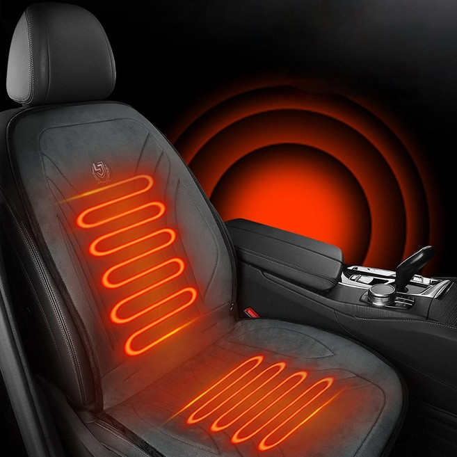 가열 자동차 시트 커버 스마트 가열 자동차 쿠션, 1세트, 블랙-단좌