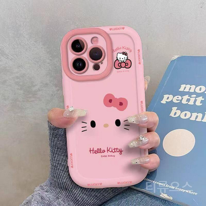 티류으스 큐트 스윗 키티 캐릭터 리본캣츠 낙상방지 아이폰 13/14/15/16호환 케이스