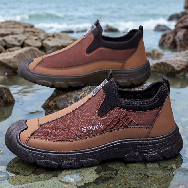 촹싱유푸이 남자화 봄가을 슬립온 캐주얼 단화 쿠셔닝 편안한 아빠 신발 등산화 패션 슈즈