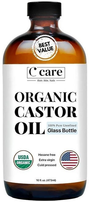 캐스터 오일 100% 순수 유기농 냉압착 비정제 유리병 | USDA 인증 헥산 프리 엑스트라 버진 모발 성장 눈썹 속눈썹 피부 및 팩 랩 473.2ml(16온스), 1개, 473ml - 쿠팡