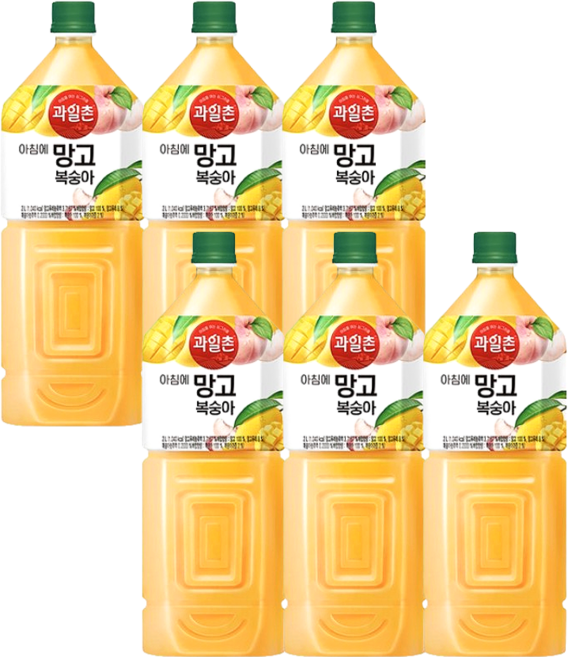 해태 과일촌 아침에 망고복숭아, 6개, 2L