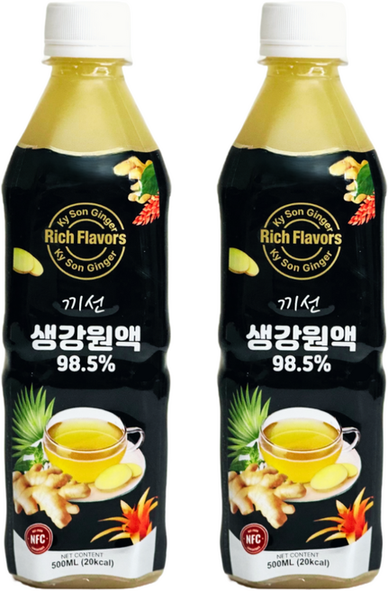 [국내유일 GI 인증] 끼선 생강원액 100%, 2개, 500ml