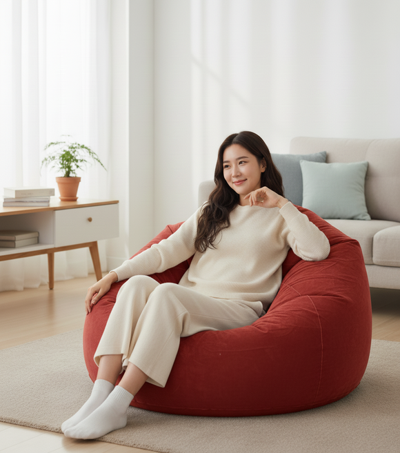 스므후 1인용 에어쇼파 의자 빈백, 레드