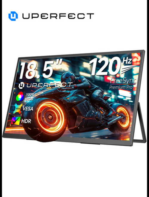 UPERFECT 18.5인치 120Hz 휴대용 모니터 100% sRGB 1080P FreeSync IPS 패널 스피커 USB C 미니 HDMI 스마트폰 PS5 Xbox Switch, [04] JP 플러그