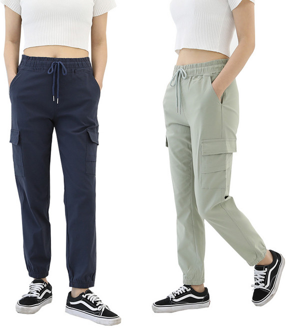 비비진 여성용 카고 조거팬츠 편안한 스판 밴딩 바지 1+1 2장