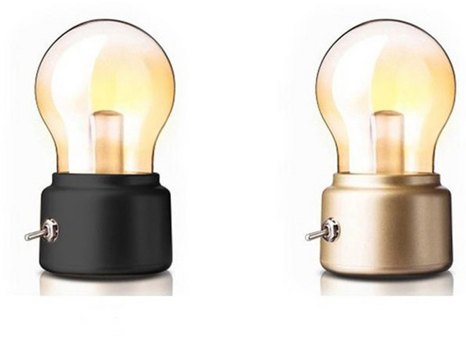 제이와이홀딩스 감성 디자인 침대 탁상 무드등 USB 전구 램프, 블랙