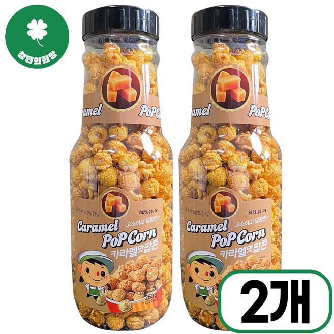 [청년의희망] 대용량 카라멜맛 팝콘 저금통, 2개, 260g