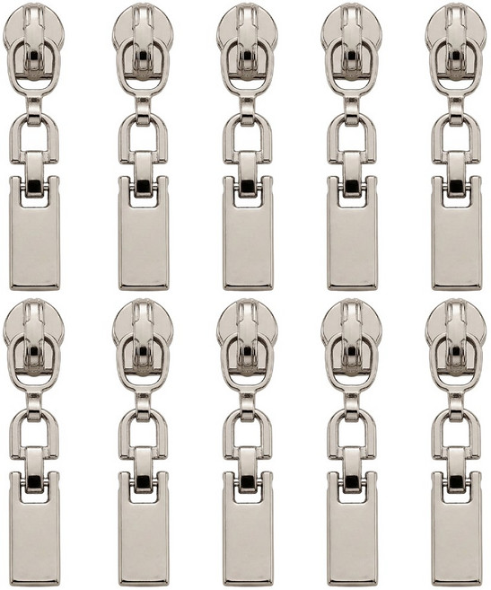 Joeunmall 3호 나일론 지퍼고리 코일 지퍼머리 지퍼손잡이, 10개, 3호-니켈