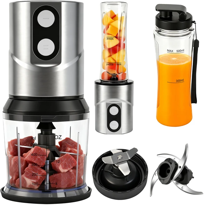 초고속 블렌더 멀티 쵸퍼 전동 다지기&텀블러 500ML 구성 마늘 고기 야채, 회색 - 쿠팡