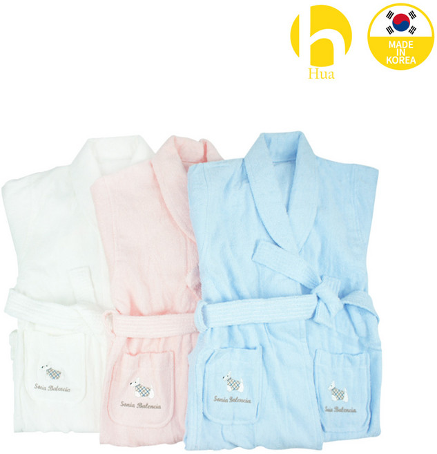 HUA 국내산 무형광 착한유아키즈가운 30수 최고급면 부드러운 목욕비치가운