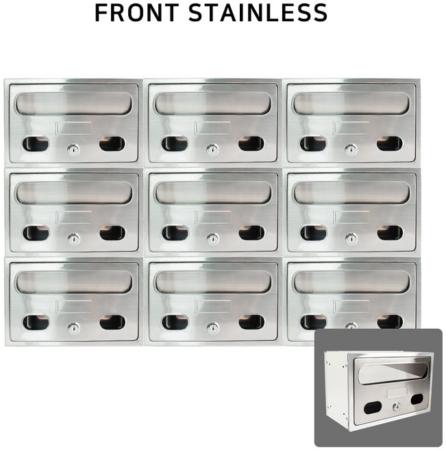 [철물인] 전면스텐 우편함 중형 3x3 다세대 빌라 상가 원룸 오피스텔 아파트 우편함 우체통, 스텐