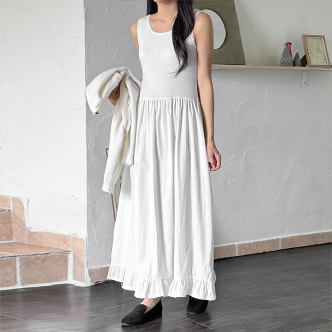 마이쏭 여성 봄신상 루즈핏 헤이븐프릴레이어드롱원피스