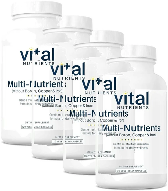 바이탈 뉴트리언츠 멀티-뉴트리언트 보론 코퍼 앤 철분프리 멀티비타민 캡슐 Vital Nutrients Multi-Nutrients, 4개, 120정 - 쿠팡