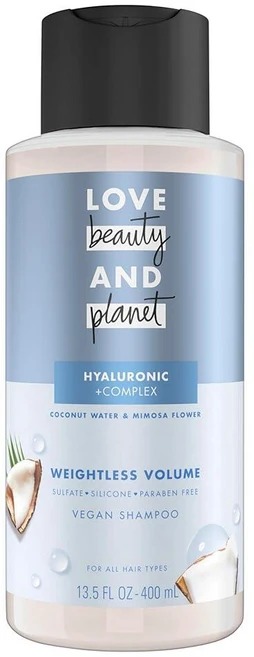 러브 뷰티 앤 플래닛 볼륨 샴푸 400 mL, 러브 뷰티 플래닛 히알루론산 웨이트리스 볼륨 샴푸 40 - 쿠팡