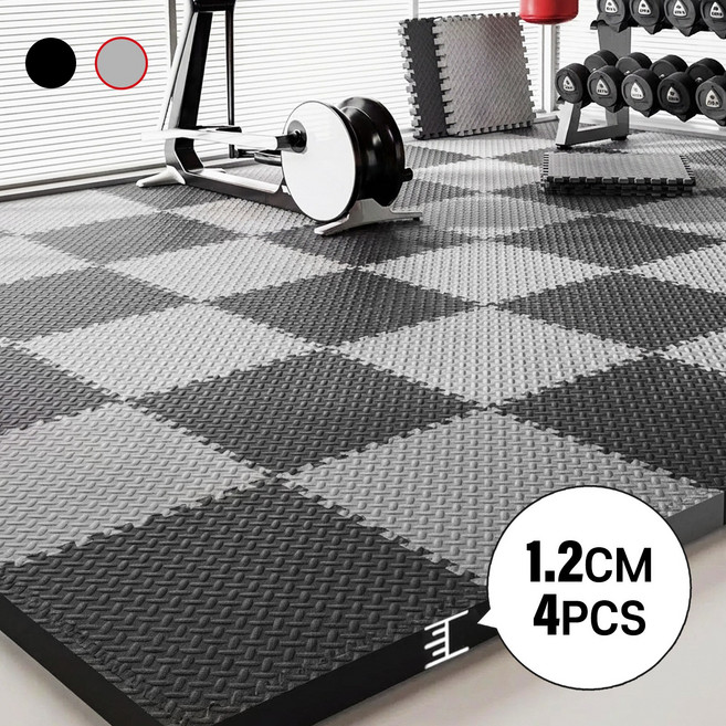 Kemei 홈짐 헬스 바닥매트 방음방진 운동 매트 4p 미끄럼방지, 4개, 그레이