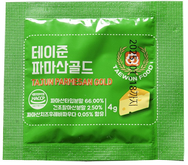 태원 테이준 파마산골드 일회용 파마산 치즈가루 4g, 100개