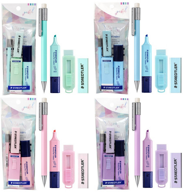 스테들러 파스텔세트 61 샤프 형광펜 지우개, 그린, 5개