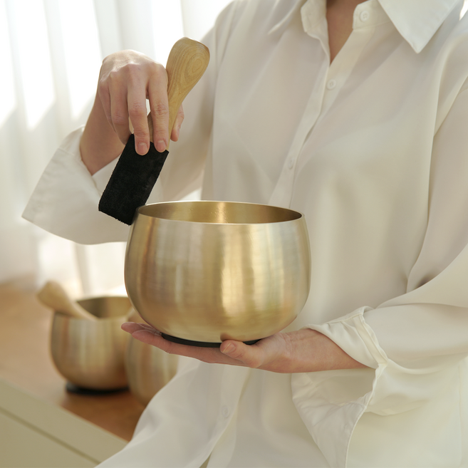 [울림] 프리미엄 방짜유기 싱잉볼 명상종 세트, 16cm, 1개