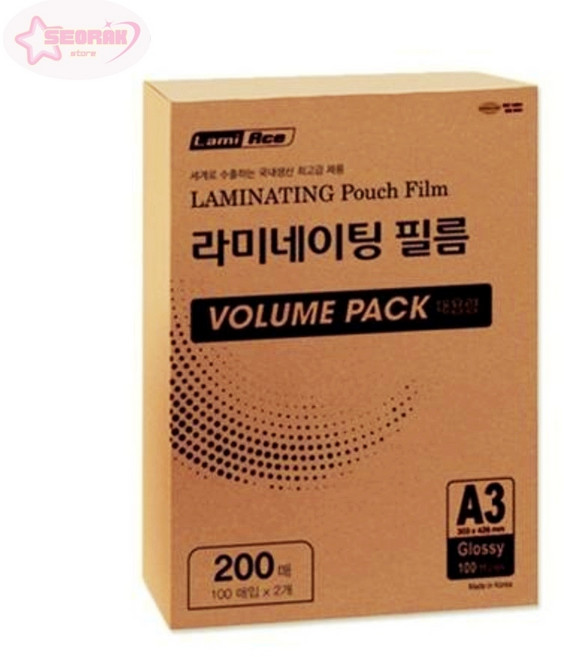 [라미에이스] 코팅지 A3 100mic 200매입 볼륨팩/303*426mm 국내산, 상세페이지 참조, 상세페이지 참조