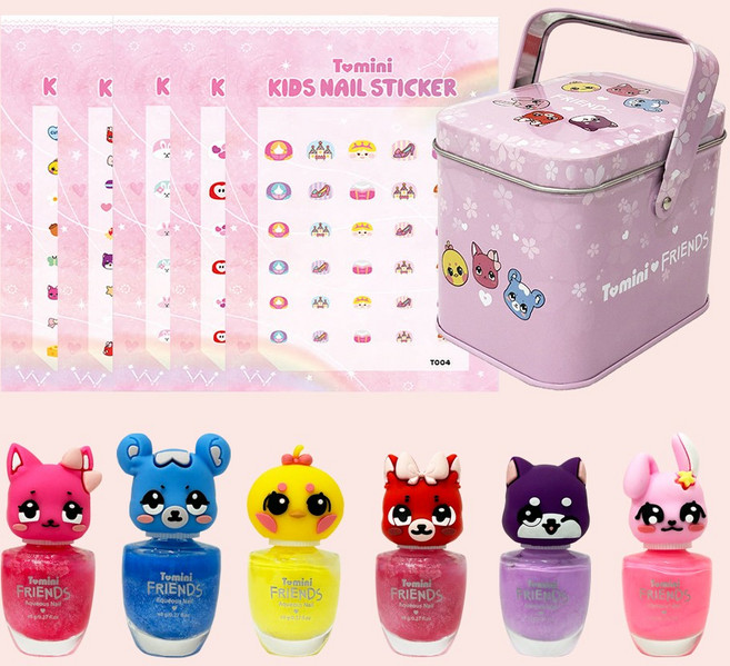 투미니 수성 매니큐어, 프렌즈6종+네일스티커5장, 1세트