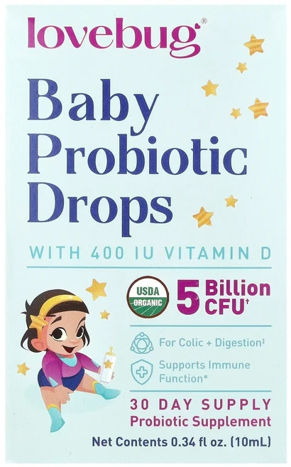 LoveBug Probiotics 베이비 프로바이오틱 드롭 50억 CFU 10ml 0.34fl oz, 1개 - 쿠팡