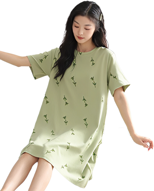 비브온 순면 100% 브라캡 여성 원피스 잠옷