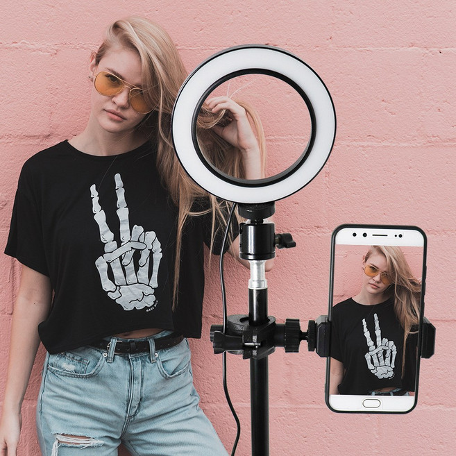 LED링라이트 16cm+삼각대50cm 촬영세트 개인방송 조명 LTO-50, 1세트, 2.(OUT거치대 1EA포함)충전기 포함