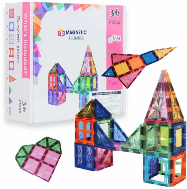 토이토 맥타일즈 자석 블럭 36pcs 66pcs 120pcs 마그네틱 블록 교구 놀이 - 쿠팡
