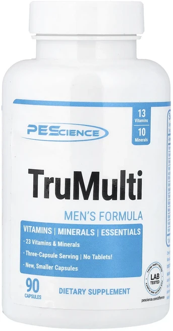 단백질 비타민 철분 마그내슘 칼슘 PEScience TruMulti 남성용 포뮬라 캡슐 90정 고루고루섭취해주세요, PEScienceTruMulti남성용포뮬라캡슐90정, 1개 - 쿠팡