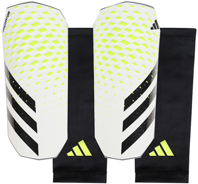 아디다스 ShinGuard 정강이보호대 프레데터 League 화이트+레몬+블랙 3S 로고, 상세설명참조