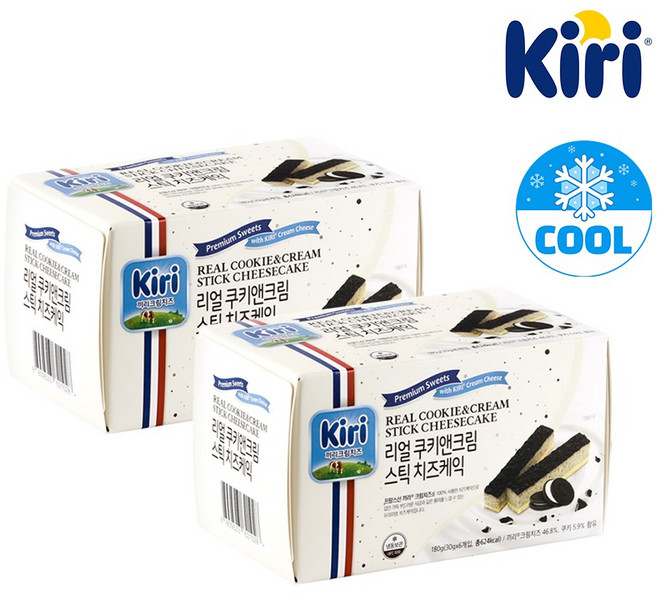 끼리 리얼스틱 치즈케익 쿠키앤크림 30g 6입 2BOX, 2박스, 180g