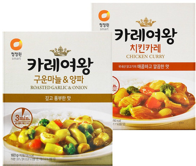 (즉석) 카레여왕 구운마늘&양파X6개+치킨카레X6개, 12개, 160g