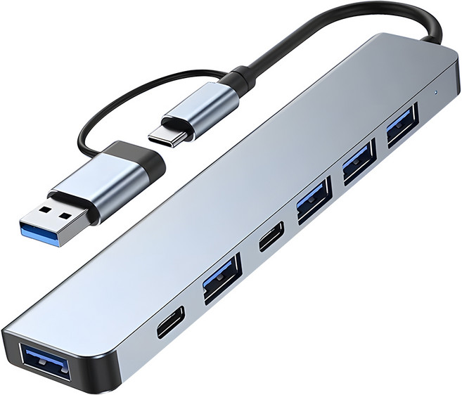 리프포드 C타입 USB 7 인 1 인터페이스 허브, 그레이, 1개