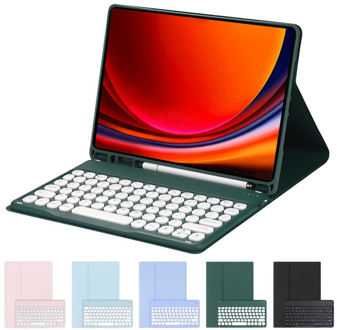 갤럭시탭S10 플러스 갤럭시탭S9플러스 갤럭시탭S9 FE 호환 12.4 블루투스 키보드 케이스 S펜수납 북커버, 라벤더, 1개