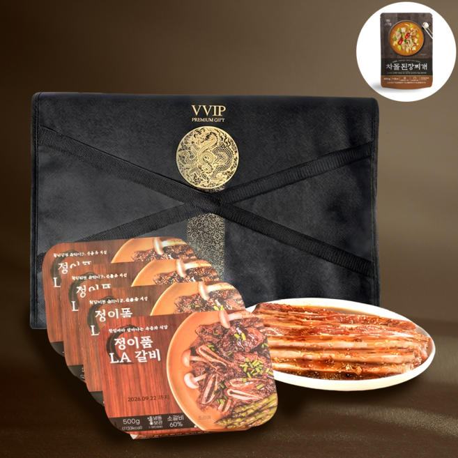 엠에스푸드 정이품 LA 양념갈비 500g 총4개 + 차돌된장찌개 1개 (냉동) 선물세트, 4개