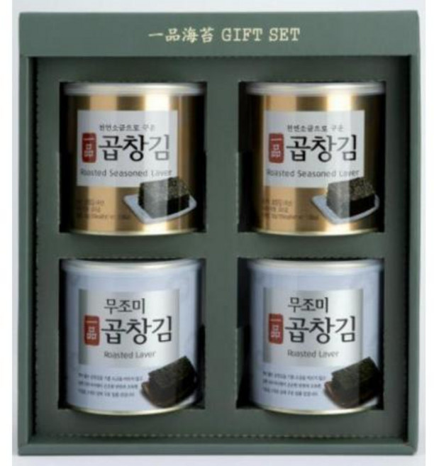 명절 일품 곱창김 선물세트 4캔 조미 김세트 추석 설날 가성비 선물, 4개