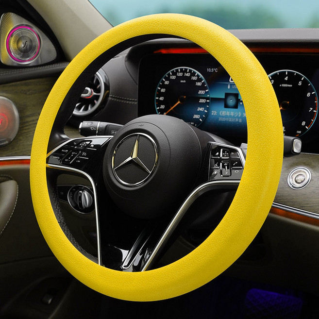 다이나토리 차량용 컬러 실리콘 논슬립 핸들커버 D타입 O타입 공용, 1개, 옐로우