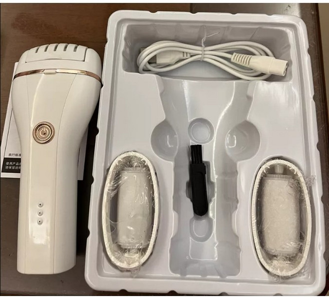 美足機 足部去角質神器 輕鬆打造柔嫩雙足, 白色-電動防水磨脚器,3個頭+usb充電線+刷子, 1件